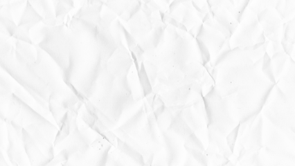 Crumpled paper texture background. White wrinkled sheet. Overlay effect image