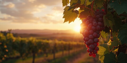 Obraz premium Detailed view of red grapes on the vine, highlighting natural ripeness for juice extraction, Earth Day