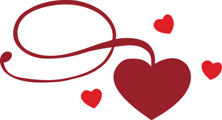 Red heart shape with swirl and small hearts silhouette