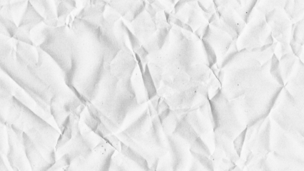 Crumpled paper texture background. White wrinkled sheet. Overlay effect image