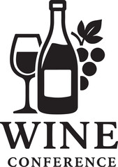 PrintElegant wine conference logo with bottle glass and grapes