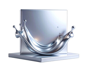Glossy Liquid Splash Over Smooth Metallic Surface Captured in High Detail with Dynamic Motion and Elegant Design