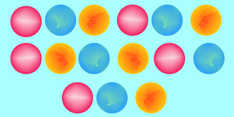 Set color circle gradient noise gradation. Abstract colorful watercolor blur mesh on isolated transparent background. Circle shape png.