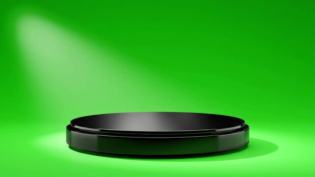 Luminous aether wisps dissolving with subtle spotlight over a virtual effect ad_ready green screen product turntable stage style