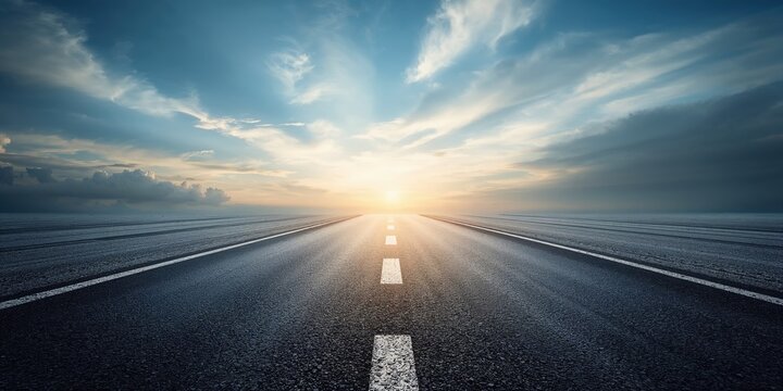 New asphalt road with a clear sky background, focused on road surface maintenance and safety, Earth Day