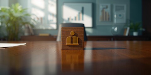 Individual working on a project with a goal icon on wood, highlighting task completion and achievement