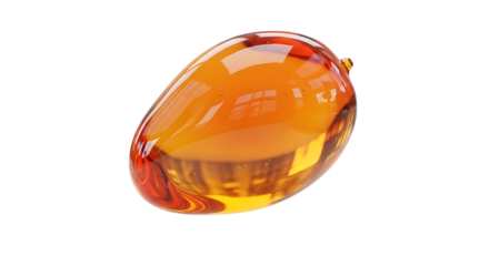 Amber glass mango with reflections