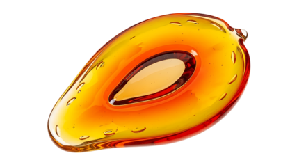 Amber glass half mango with seed