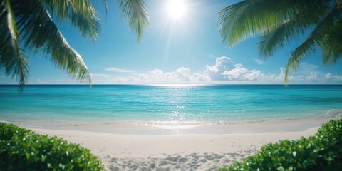 Remote tropical island featuring untouched white sand shores and vibrant ocean views, suitable for conservation efforts, World Oceans Day