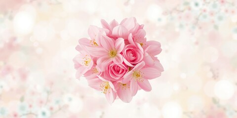Obraz premium Delicate pink floral background with a bouquet flower, suitable for seasonal or festive design use, Earth Day