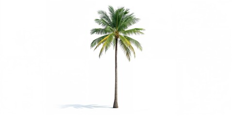 Fototapeta premium Large coconut palm tree isolated on white, ideal for background or editorial purposes, Earth Day