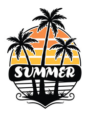 Stylized Summer Text Vector Logo | Bright Seasonal Illustration