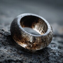 Stone ring with golden inclusions