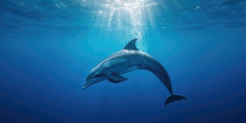 Tursiops truncatus surfacing near the water surface, highlighting marine life activity, Marine Conservation Day