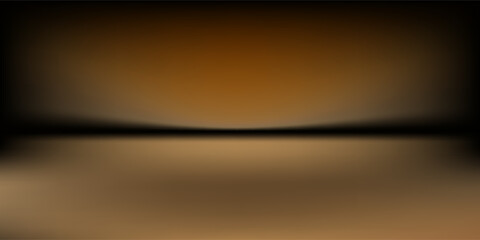 Dark gold gradient background studio with two lights shiny abstract pattern, modern and luxury empty room interior for premium product display lighting.