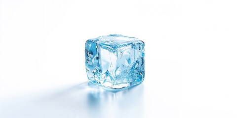 Transparent water cube on a white surface, used for chill enhancement in drinks, World Water Day