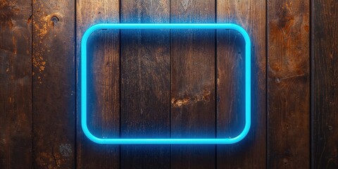 Blue neon matte finish combined with a brown wooden texture frame, used as a background for text and UI elements