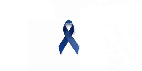 Blue ribbon representing colon and colorectal cancer awareness, highlighting importance of medical checkups and prevention, World Cancer Day