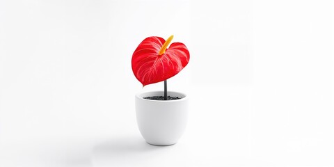 Obraz premium Close-up of anthurium flowers in a flowerpot, suitable for plant identification guides