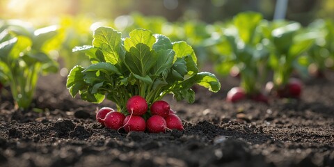 Fresh radishes arranged on a wooden surface for a healthy vegetable dish, fiber-rich choices