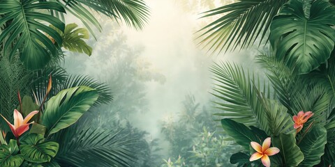 Fashionable green jungle background with vintage tone, suitable as a lively UI backdrop for summer themes