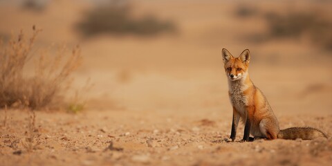 Naklejka premium Clever desert animal, Rajasthan's fox, adapted for survival in arid environments, desert wildlife awareness day