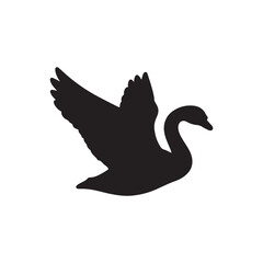 Fly black swan silhouette icon vector flat design