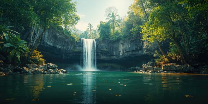 Flowing water over rugged terrain at waterfall, highlighting erosion and seasonal variation