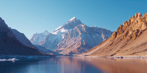 Vivid mountain scene repeating pattern designed for ceramics and wall coverings, highlighting natural landscape elements