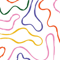 Colorful Abstract Brushstroke Lines on Transparent Background