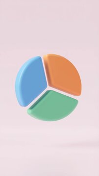 A modern and minimalist pie chart floats, representing business data or statistical analysis, each segment is a distinct color against a soft background.