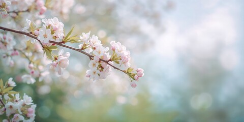 Obraz premium Almond tree branches with pink and white blossoms in spring, seasonal flowering patterns