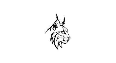 Elegant Lynx Head Profile Line Art Illustration.