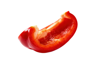 A fresh and vibrant red bell pepper slice close-up view
