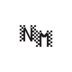 Alphabet Logo Monogram Design Modern Abstract Bold NM Initial Pixel Vector Alphabet
