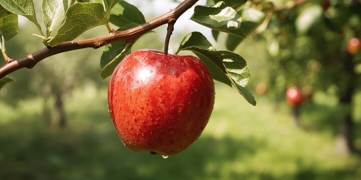 Apple ready for picking, illustrating seasonal fruit collection in orchards
