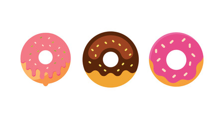 Colorful donut set with sprinkles vector illustration