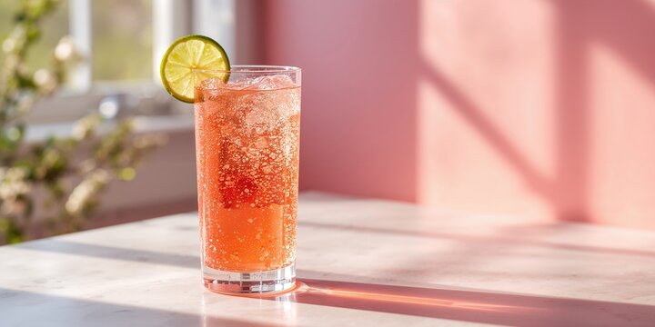 A glass of homemade hard seltzer on a table, DIY beverage preparation, World Alcohol Awareness Day