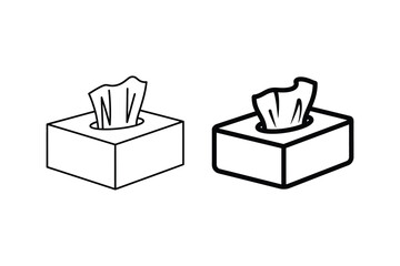 Tissue box set of clean minimalist line art icon for hygiene and daily use vector illustration