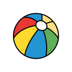 Obraz premium Colorful beach ball illustration with red, blue, green, and yellow sections isolated on transparent background