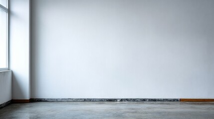 Empty corner room with a large window and white walls.