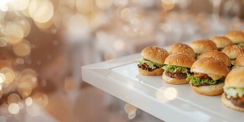 Miniature burgers at a catering event, portion control and presentation for menu planning