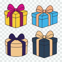Present Box Line Art and Color Set – Creative Packaging Illustration