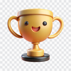 3D Plush Achievement Trophy Icon | Soft Golden Award, Cute Success Symbol