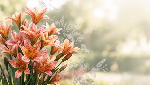 Colorful Alstroemeria blooms, intricate Peruvian lily patterns for bouquets, representing friendship, International Friendship Day - Powered by Adobe