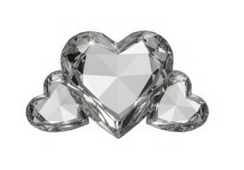 Three sparkling diamond hearts illustration