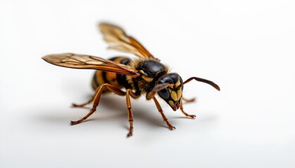 Fototapeta premium A bee in motion, captured in sharp focus against a blurred background that provides a sense of movement