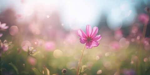 Obraz premium Summer flowers creating a bokeh backdrop, floral details, seasonal natural scene, isolated blossoms for visual design