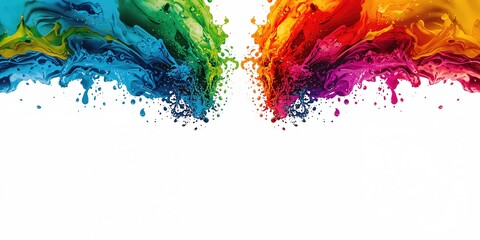 Abstract colored paint splash on plain background, serving as a dynamic backdrop for design projects