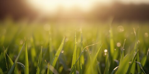 Fototapeta premium Natural grass blades in a countryside scene used as a background for editorial headers, Earth Day